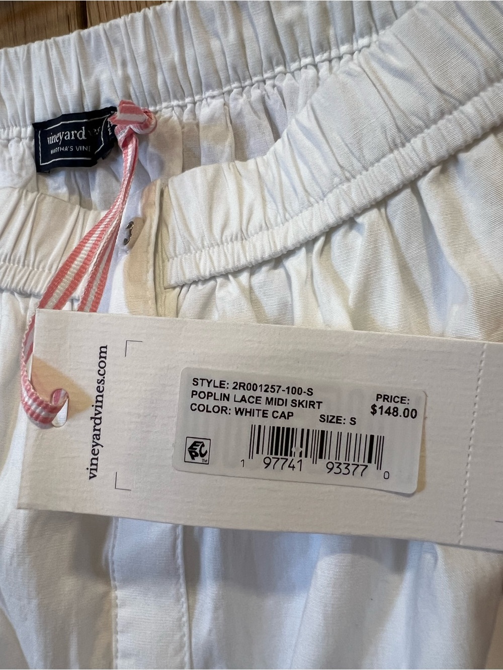 Vineyard Vines Cotton Poplin Lace Midi Skirt White Cap Size Small NWT* Coastal - Picture 4 of 6